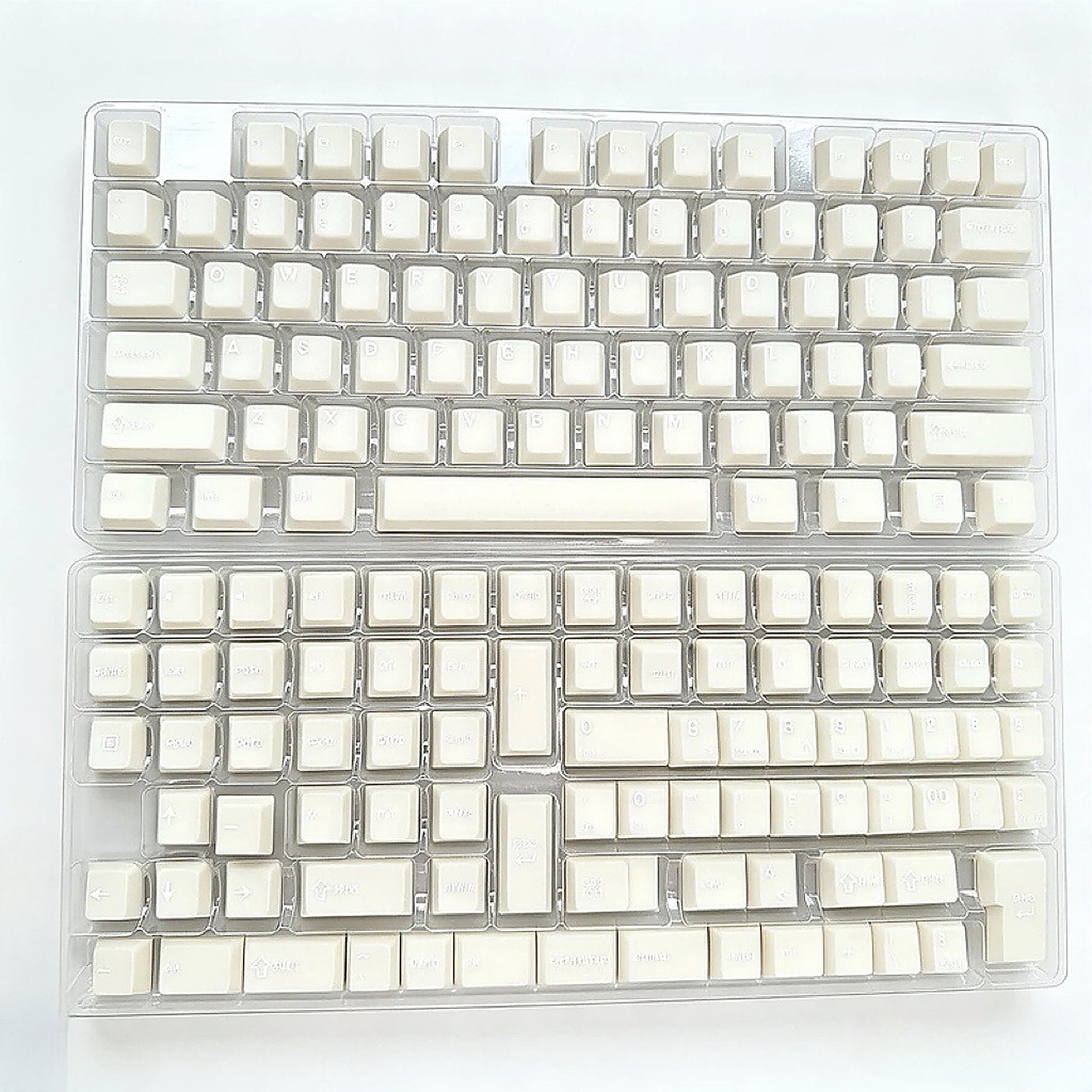 Jade Keycap Set, the full set laid out in its tray