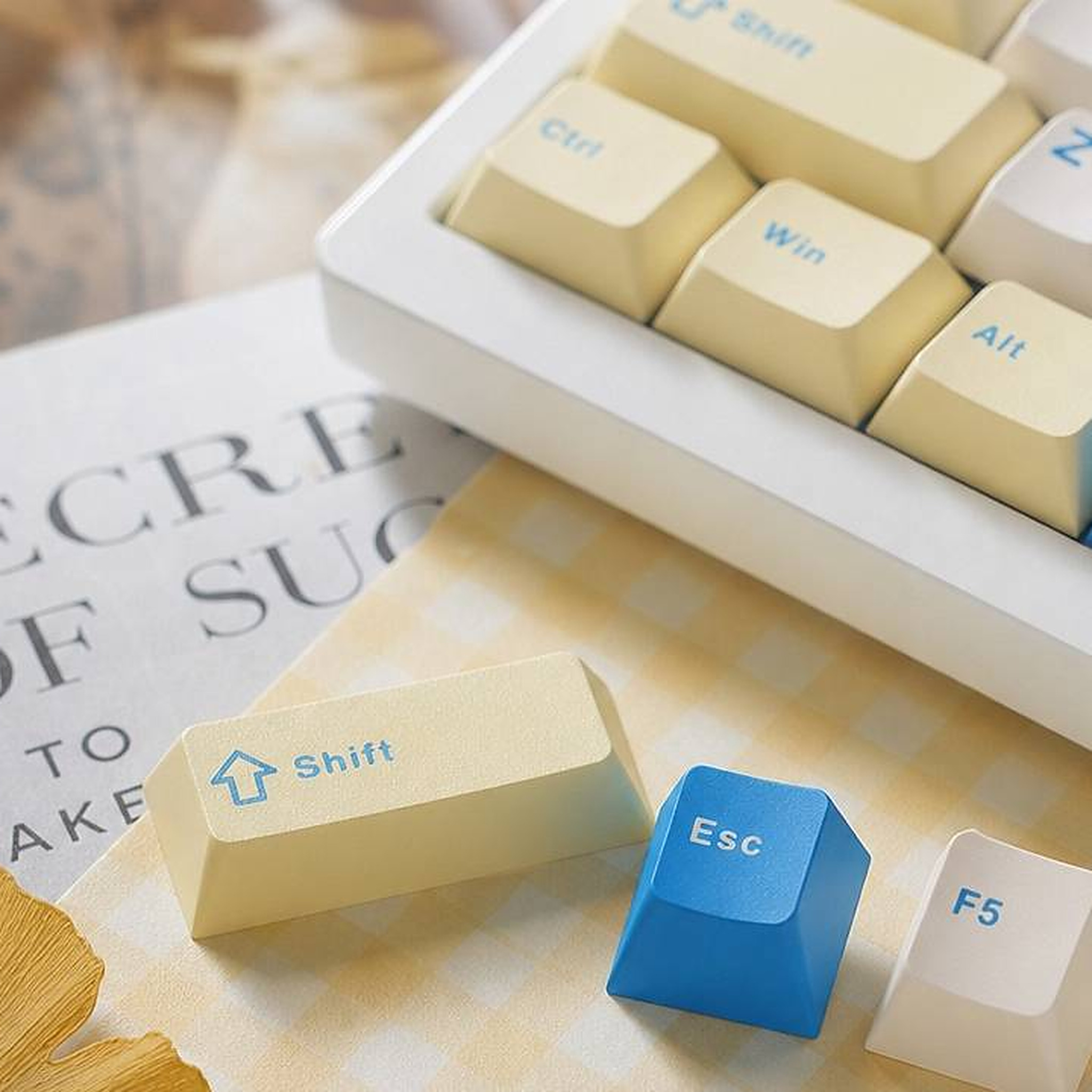 Maple Keycap Set, a macro detail of the keycap surface