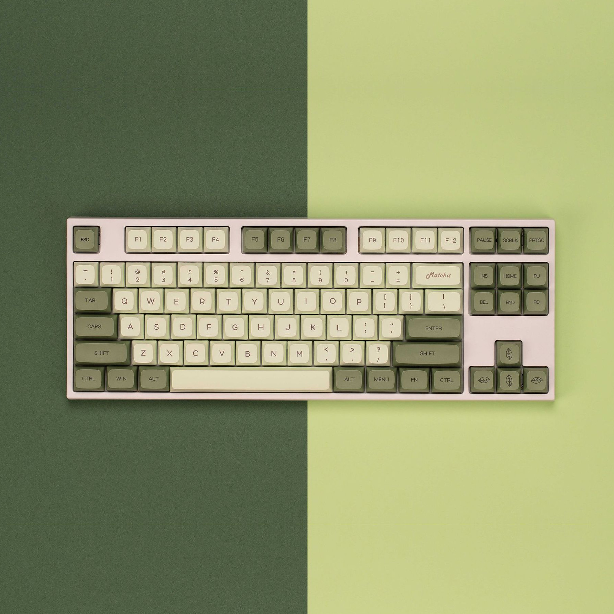 Matcha Keycap Set, the board with every key in view