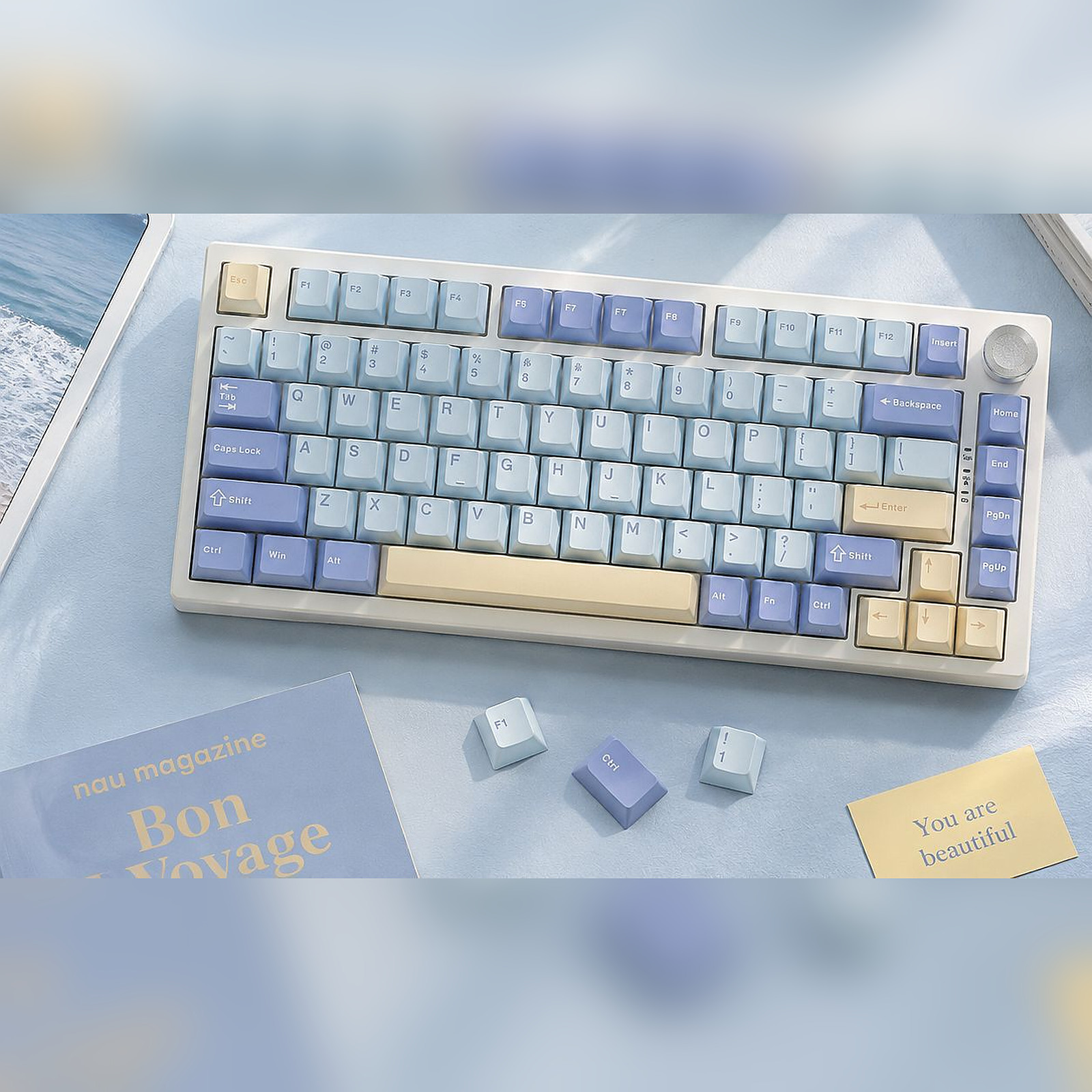 Maple Keycap Set in Frost Blue, the keycaps