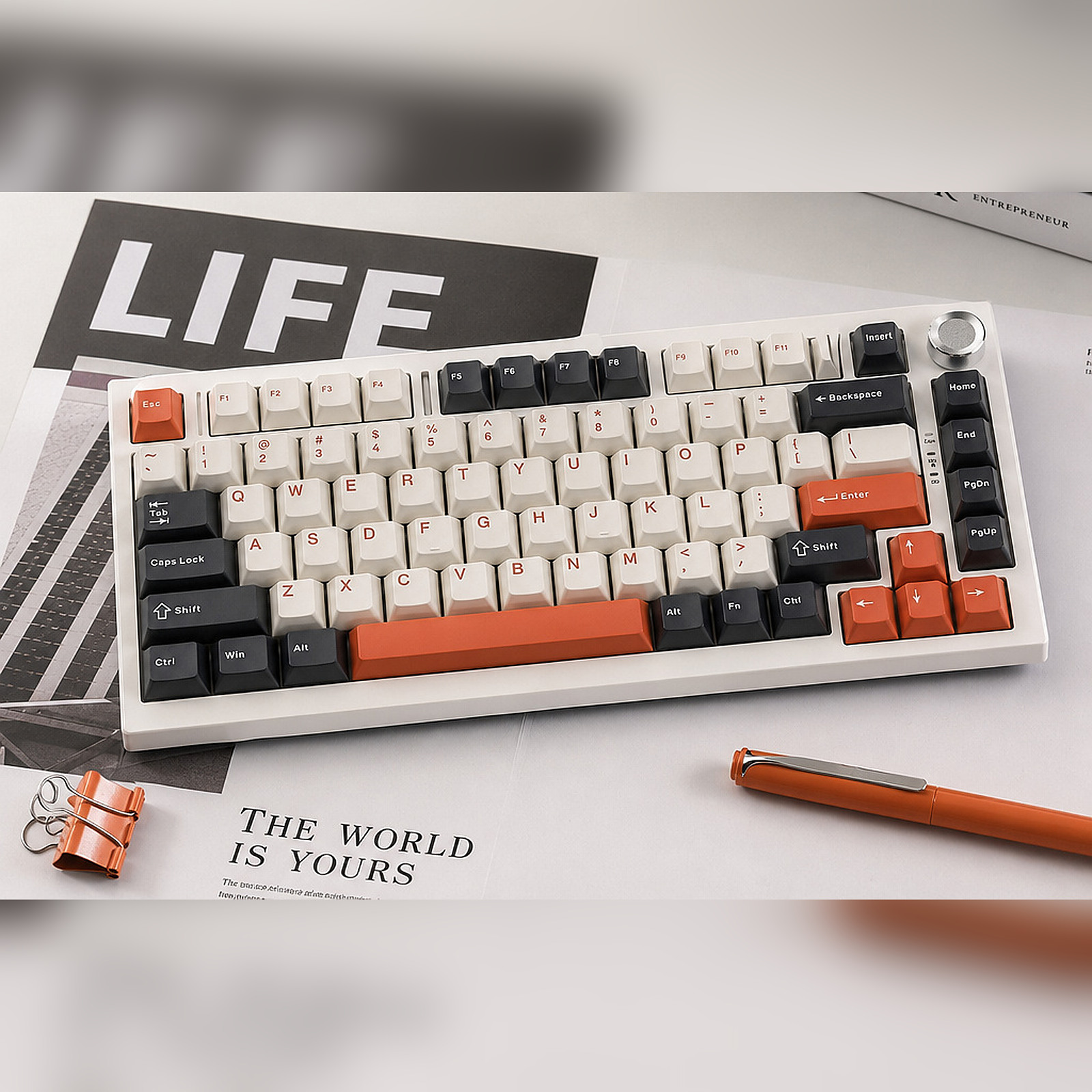 Maple Keycap Set in Ink Orange, the keycaps
