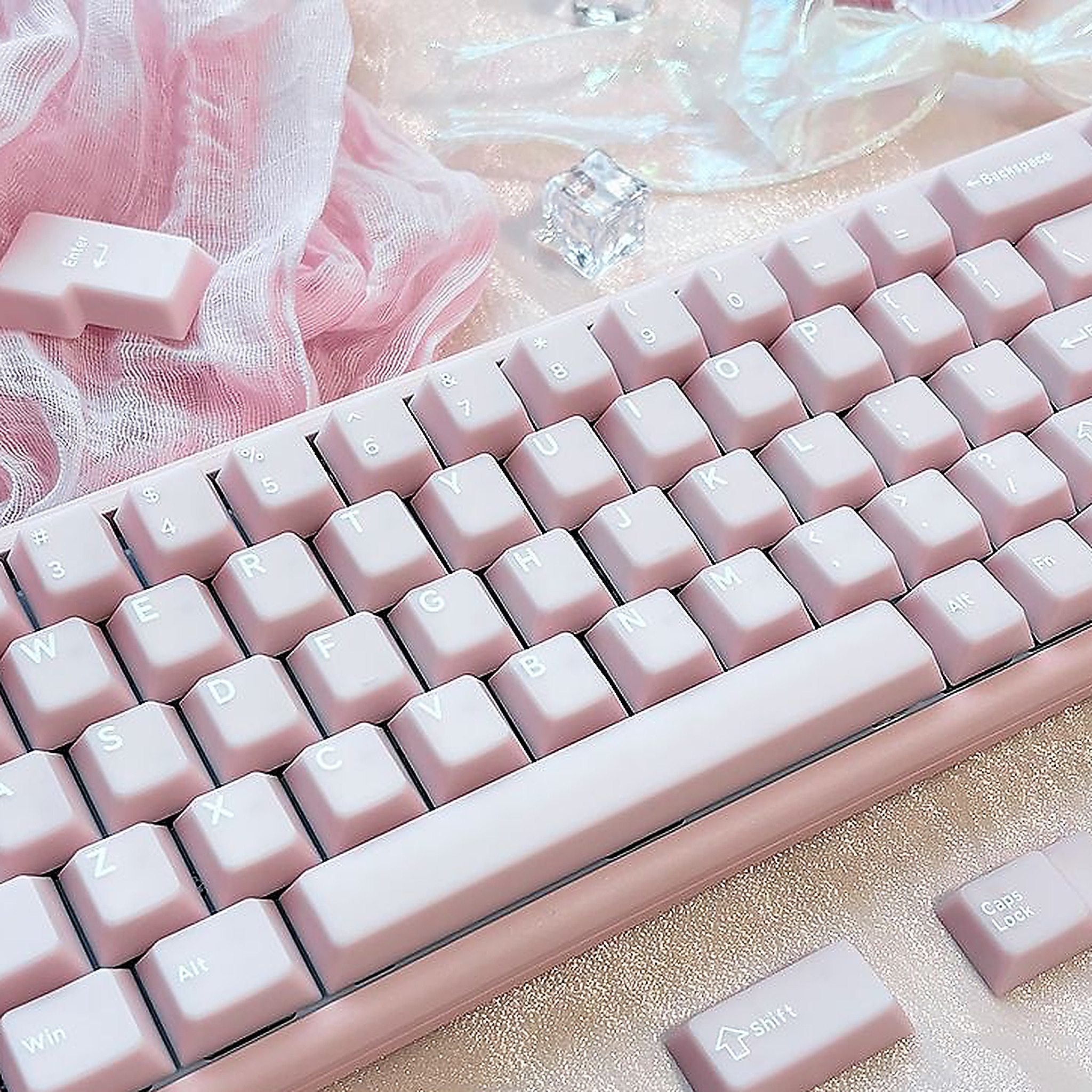 Jade Keycap Set in Pink Jade, the keycaps