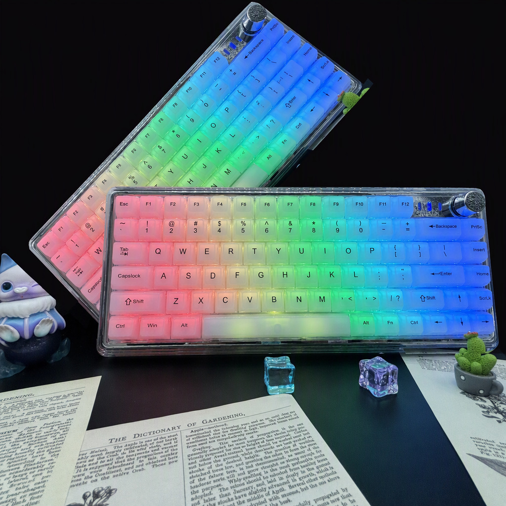 White Jade MDA Keycap Set, the legend lit from behind
