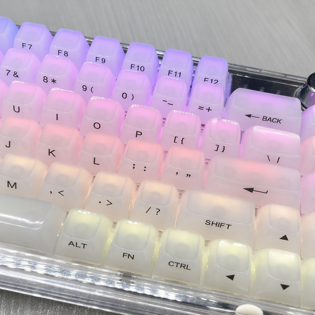 White Jade MDA Keycap Set in Side print, side view