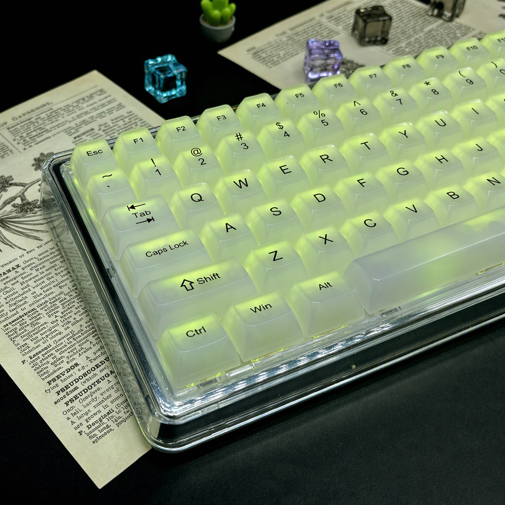 White Jade MDA Keycap Set, top view